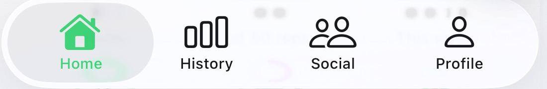 Tab bar with no badge on the Social tab